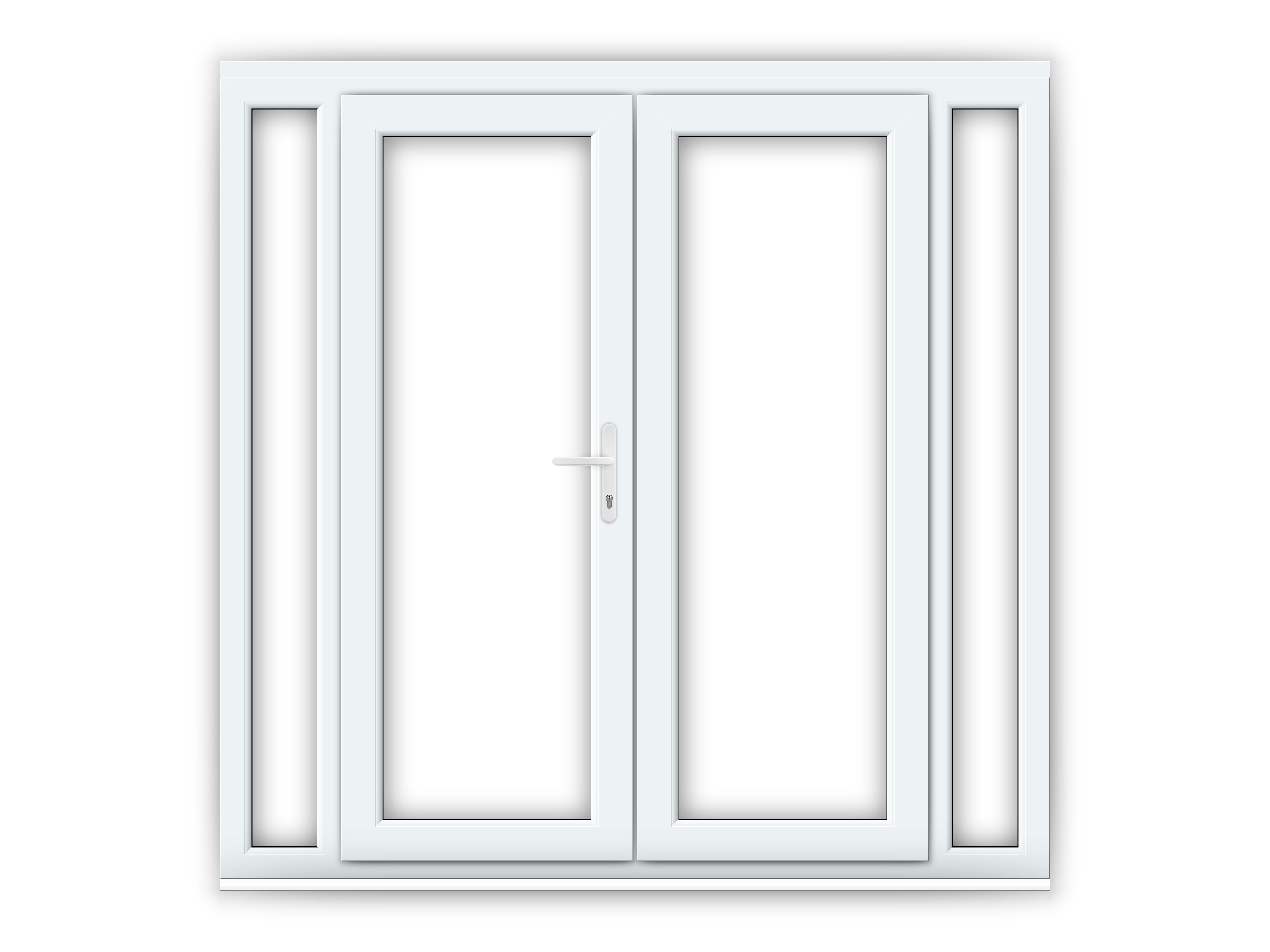 5ft uPVC French Doors with 2 Narrow uPVC Side Panels Flying Doors